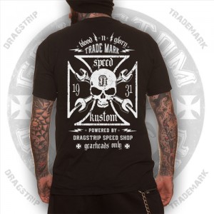 Dragstrip Kustom Mens T`shirt Blood n Glory Hot Rod Tee